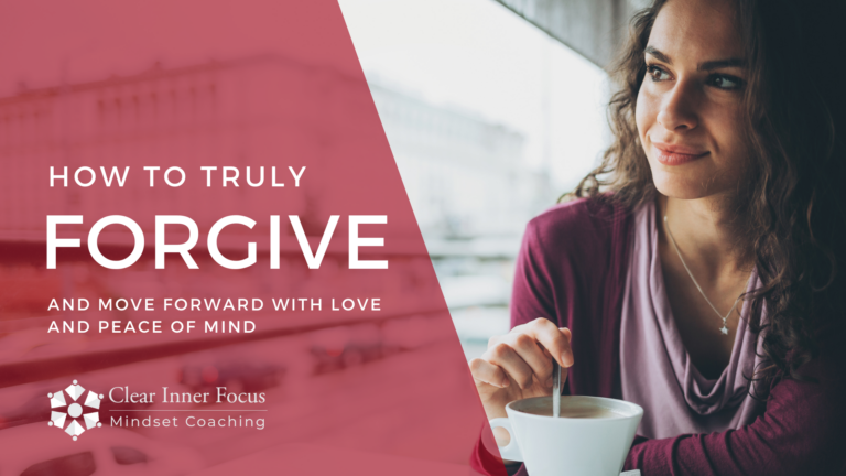 woman happily contemplating while stirring a cup of coffee